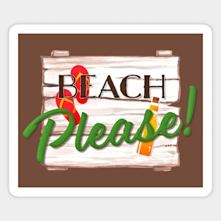 Beach Please Funny Wood Sign With Flip Flops For Beach Lover Magnet